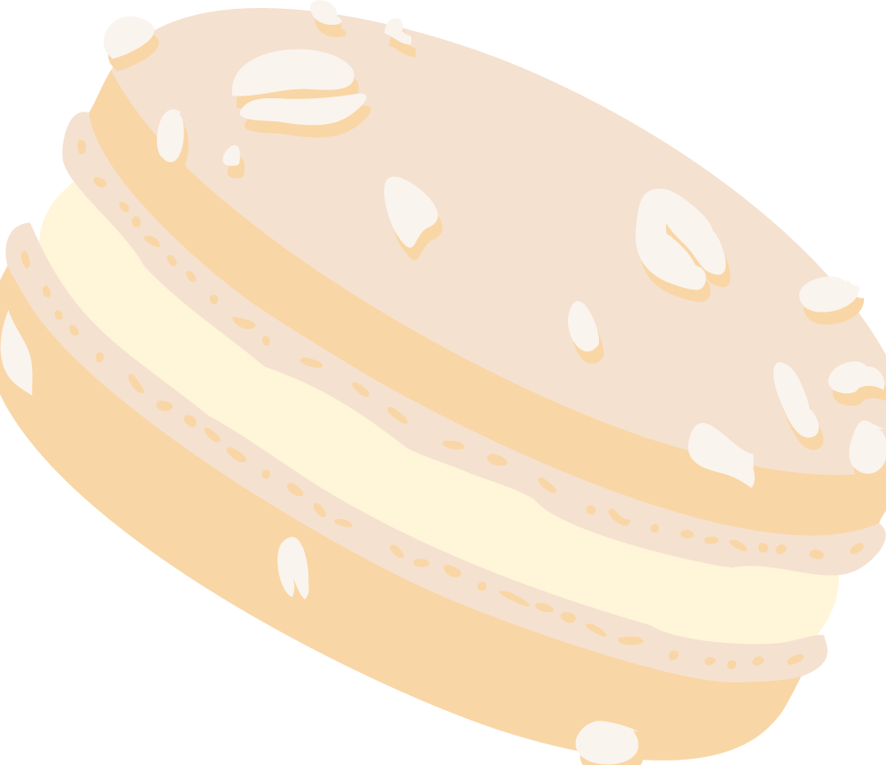 Illustration of Ginger Elizabeth Chocolates Seasonal Cobbler macaron. 